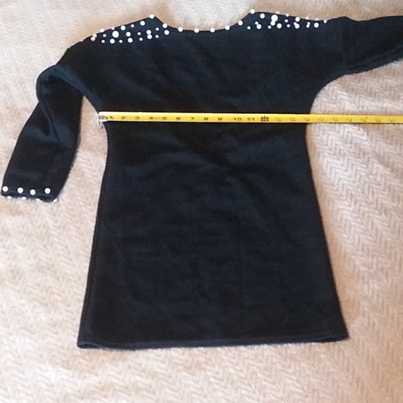 Women's Backless Mini Dress With Beaded Trim/Faux Pearls - Black - Size Small - Picture 12 of 16